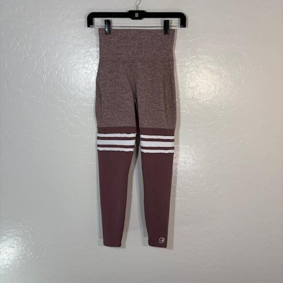Bombshell Sportswear Leggings Womens Small Mauve Thigh-High Sock Stripe Made USA - Picture 1 of 10
